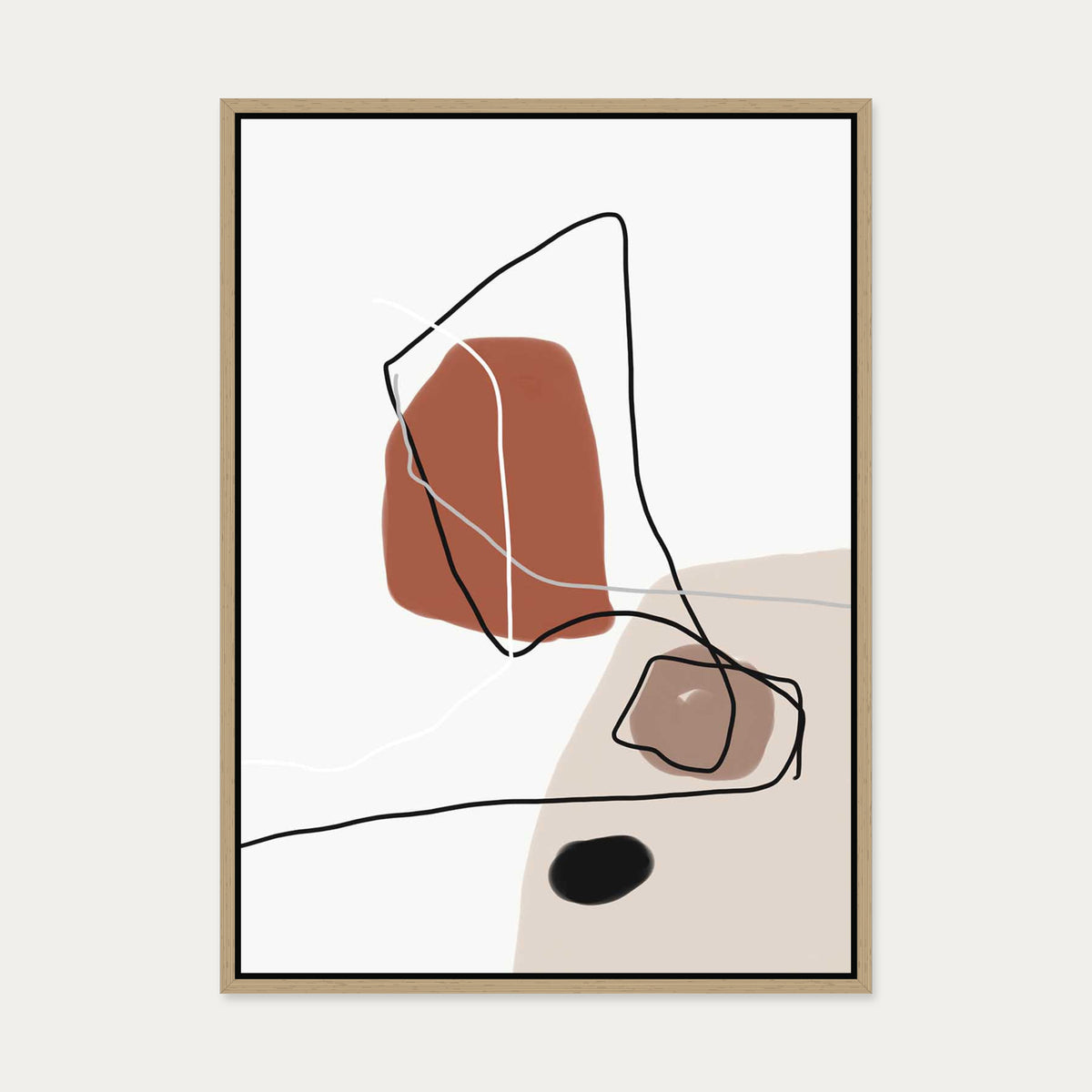 Mid Century Design Canvas Art — 50 x 70 cm — Oak Frame