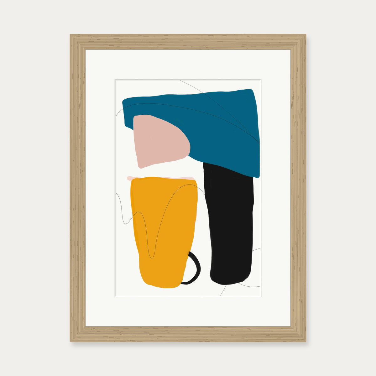Mid Century Modern Art Print — 30 x 40 cm — Oak Frame
