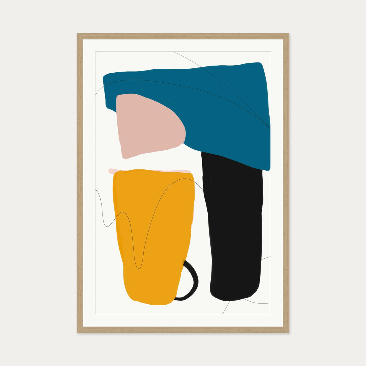 Mid Century Modern Art Print — 70 x 100 cm — Oak Frame
