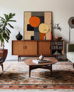 large mid century modern canvas wall art in living room