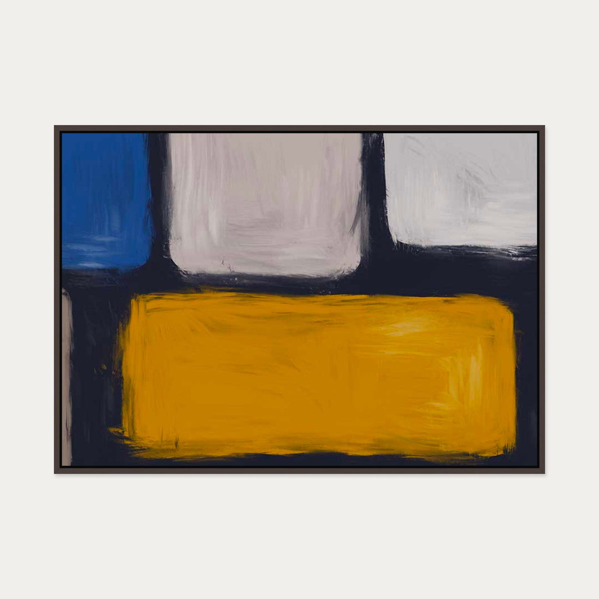 Mind The Block Canvas Art — 70 x 100 cm — Brown Frame