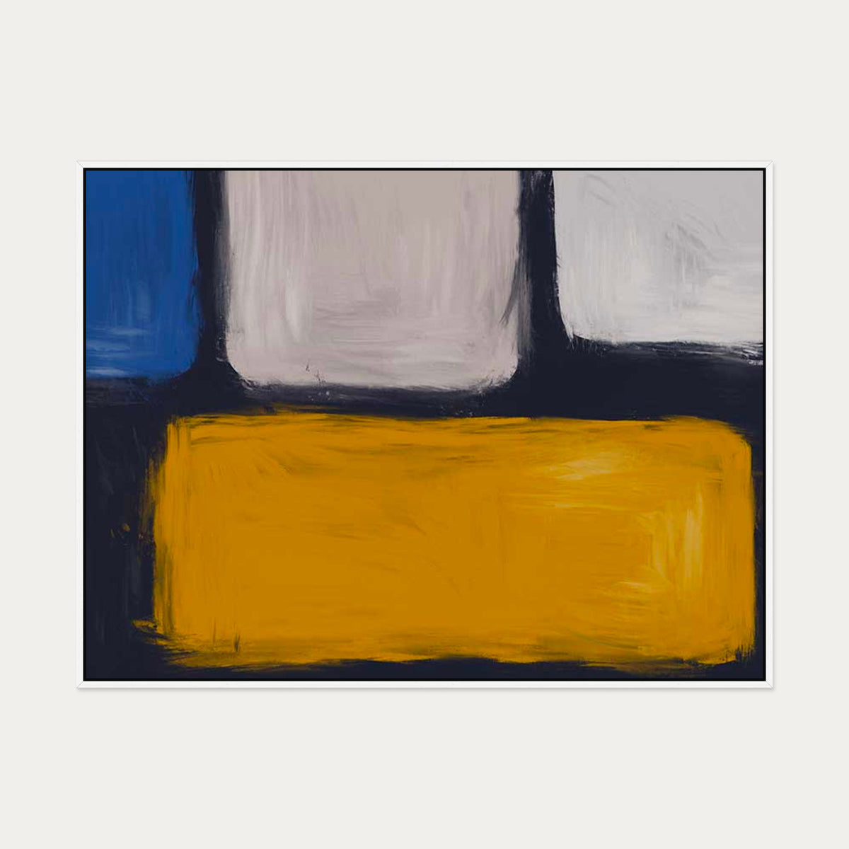 Mind The Block Canvas Art — 90 x 120 cm — White Frame