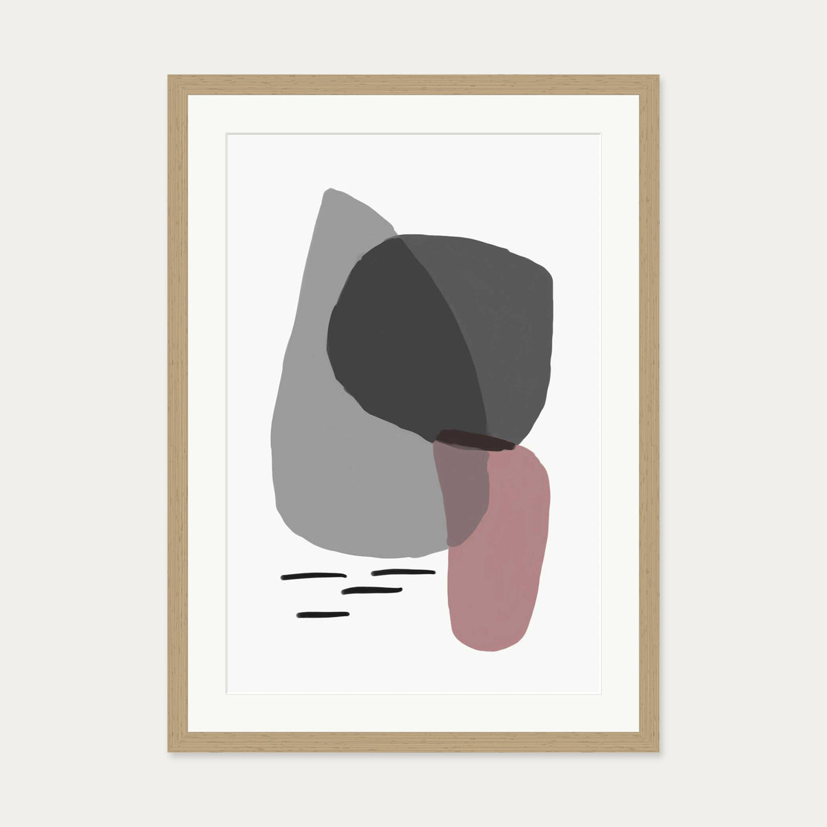 Minimal Abstract Shapes 2 Art Print — 50 x 70 cm — Oak Frame