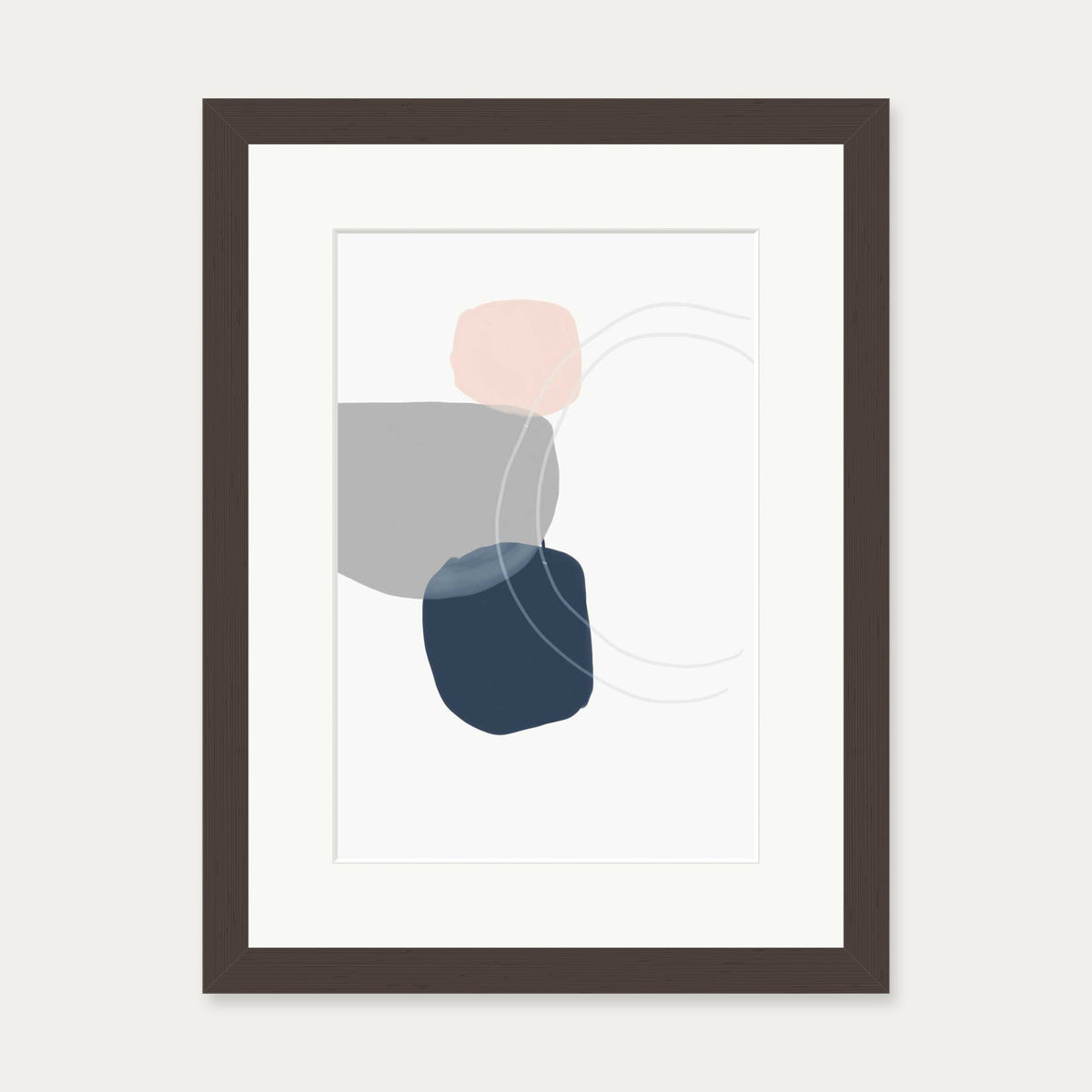 Minimal Abstract Shapes 3 Art Print — 30 x 40 cm — Brown Frame