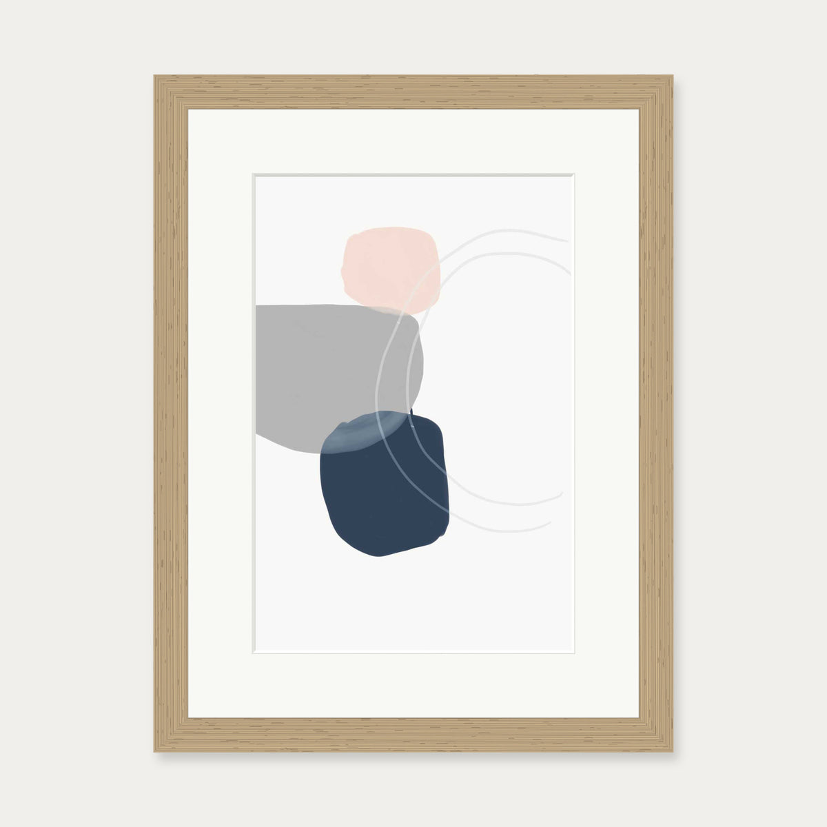 Minimal Abstract Shapes 3 Art Print — 30 x 40 cm — Oak Frame