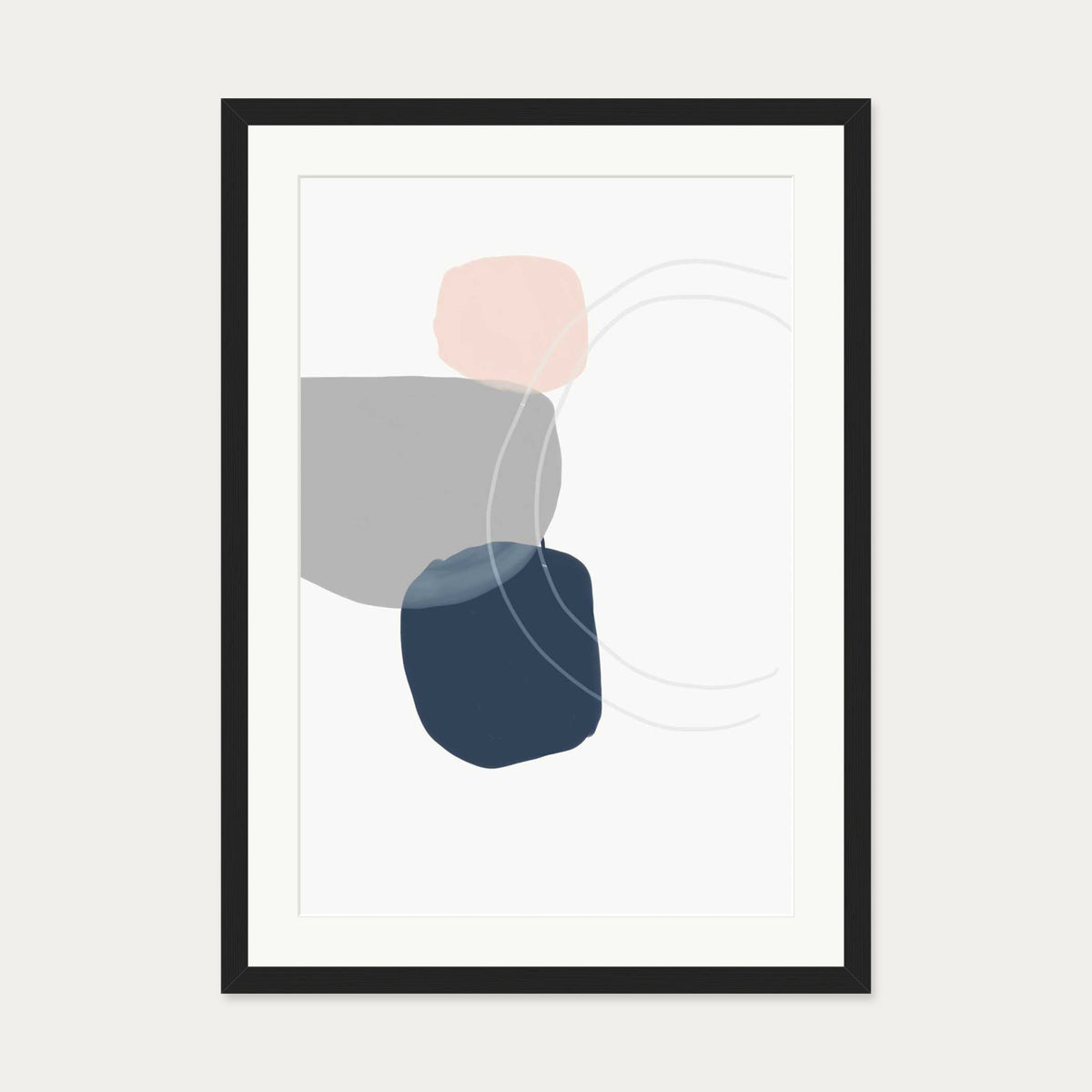 Minimal Abstract Shapes 3 Art Print — 50 x 70 cm — Black Frame