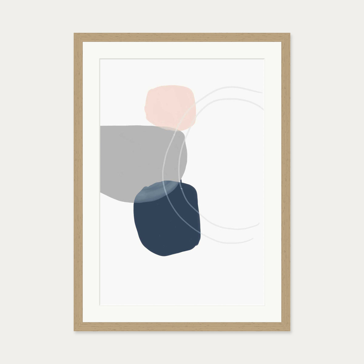 Minimal Abstract Shapes 3 Art Print — 50 x 70 cm — Oak Frame