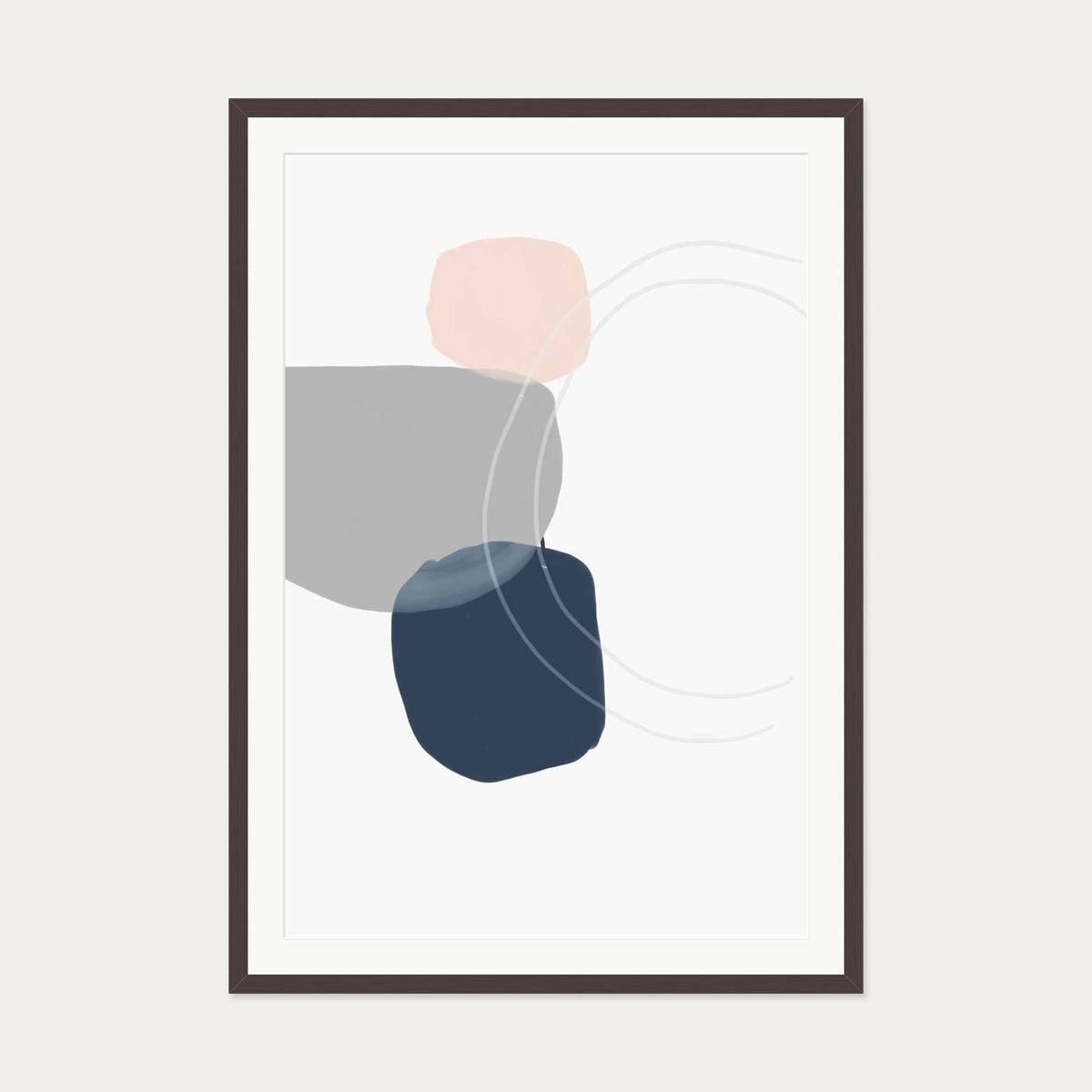 Minimal Abstract Shapes 3 Art Print — 70 x 100 cm — Brown Frame