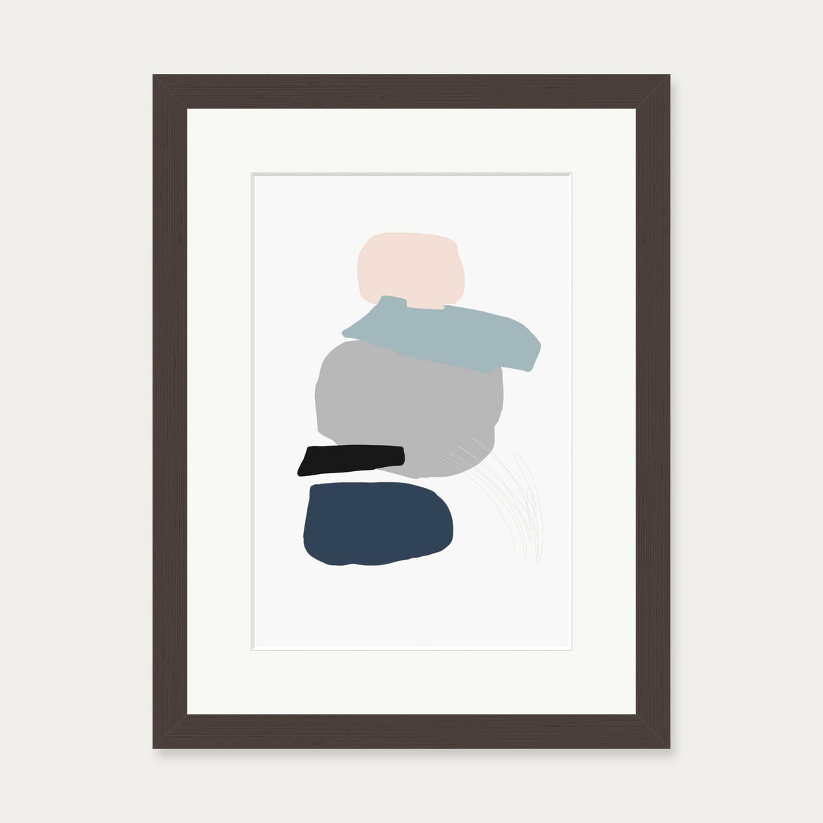 Minimal Abstract Shapes 4 Art Print — 30 x 40 cm — Brown Frame