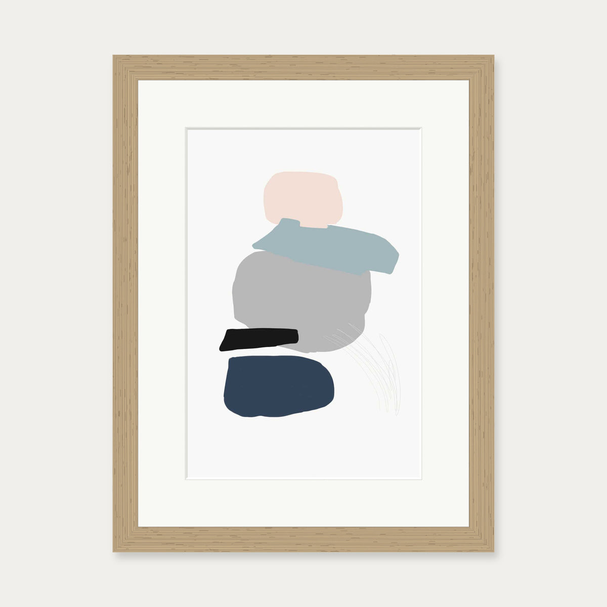 Minimal Abstract Shapes 4 Art Print — 30 x 40 cm — Oak Frame
