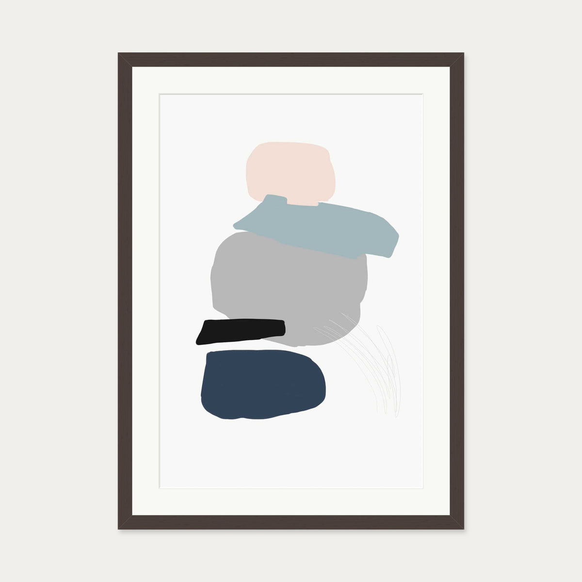 Minimal Abstract Shapes 4 Art Print — 50 x 70 cm — Brown Frame