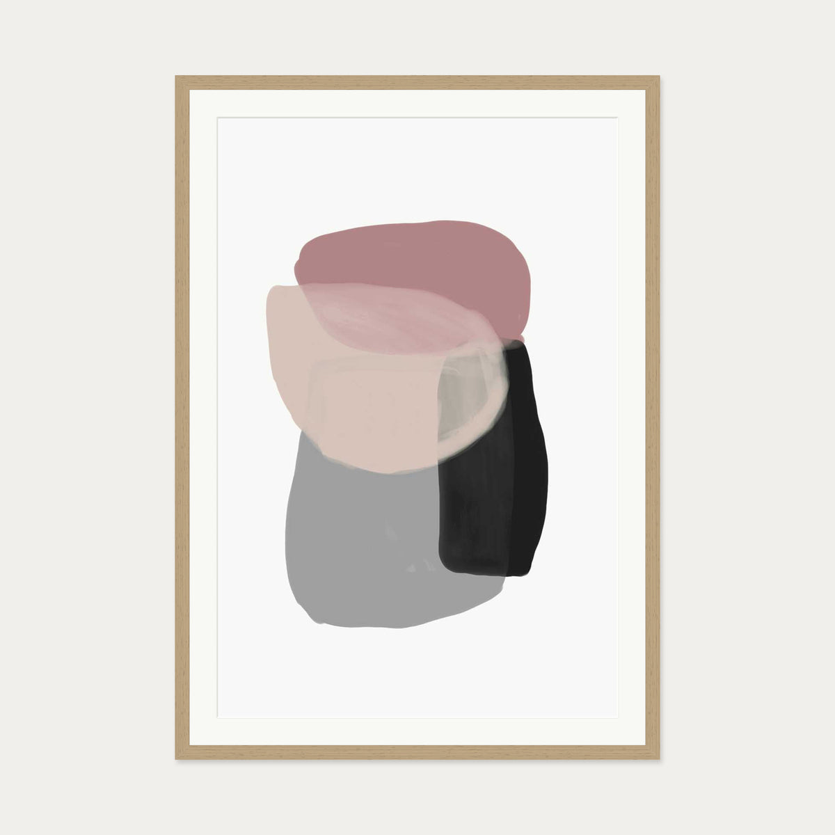 Minimal Abstract Shapes 5 Art Print — 70 x 100 cm — Oak Frame
