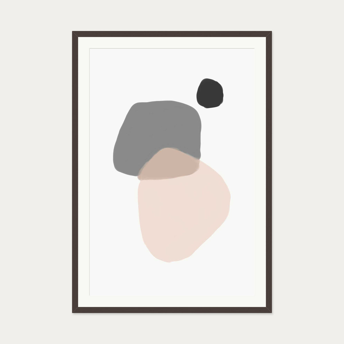 Minimal Abstract Shapes Art Print — 70 x 100 cm — Brown Frame