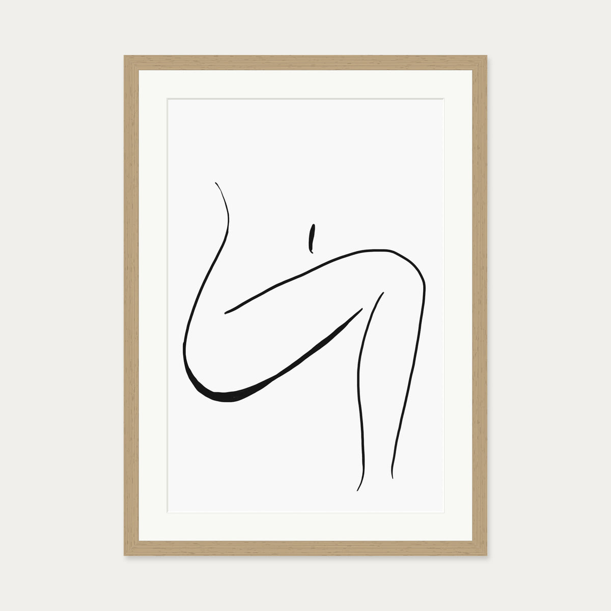 Minimal Leg Line Art Print — 50 x 70 cm — Oak Frame