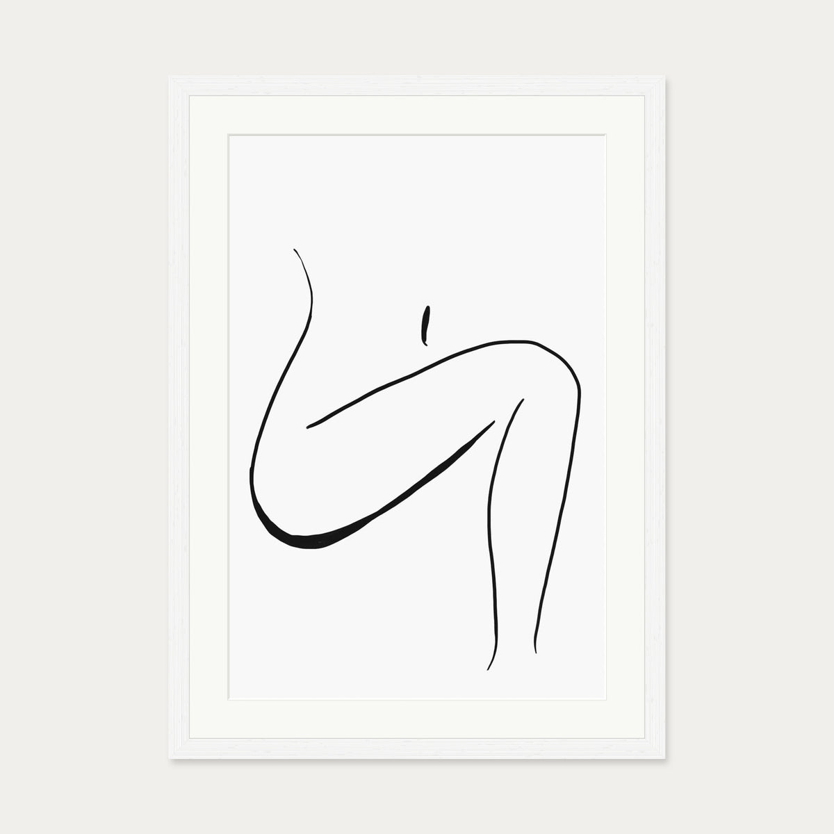 Minimal Leg Line Art Print — 50 x 70 cm — White Frame