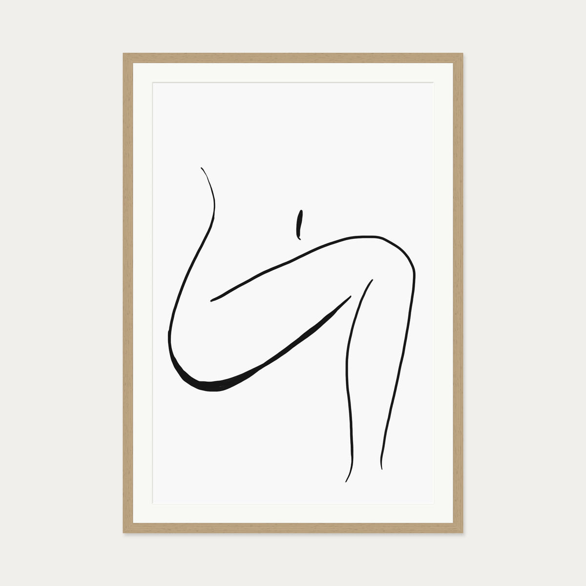 Minimal Leg Line Art Print — 70 x 100 cm — Oak Frame