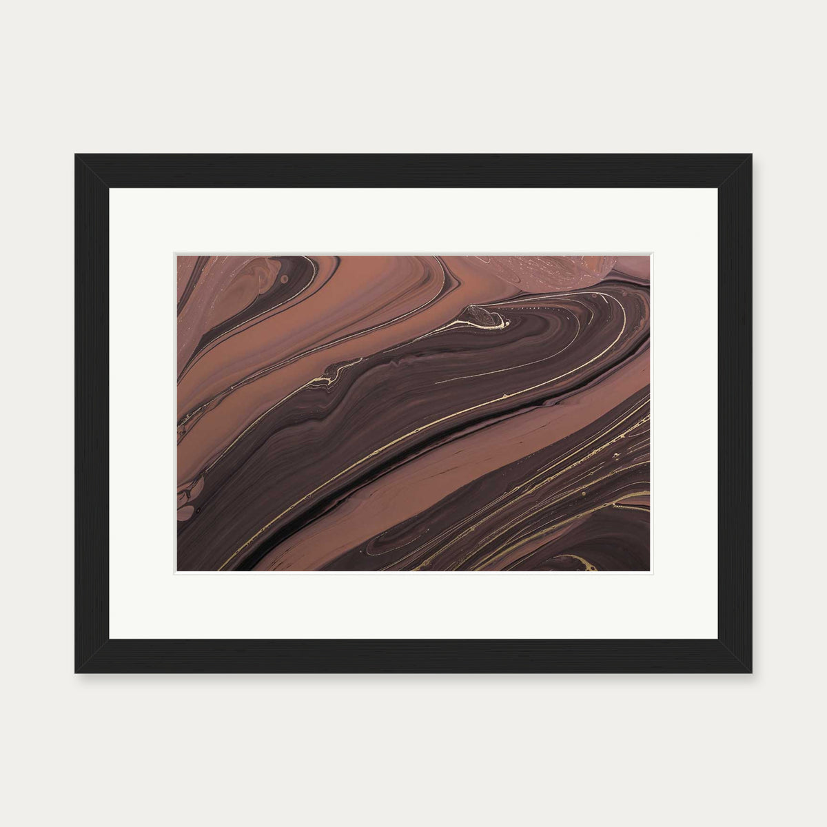 Mocha Marble II Wall Art Print — 30 x 40 cm — Black Frame