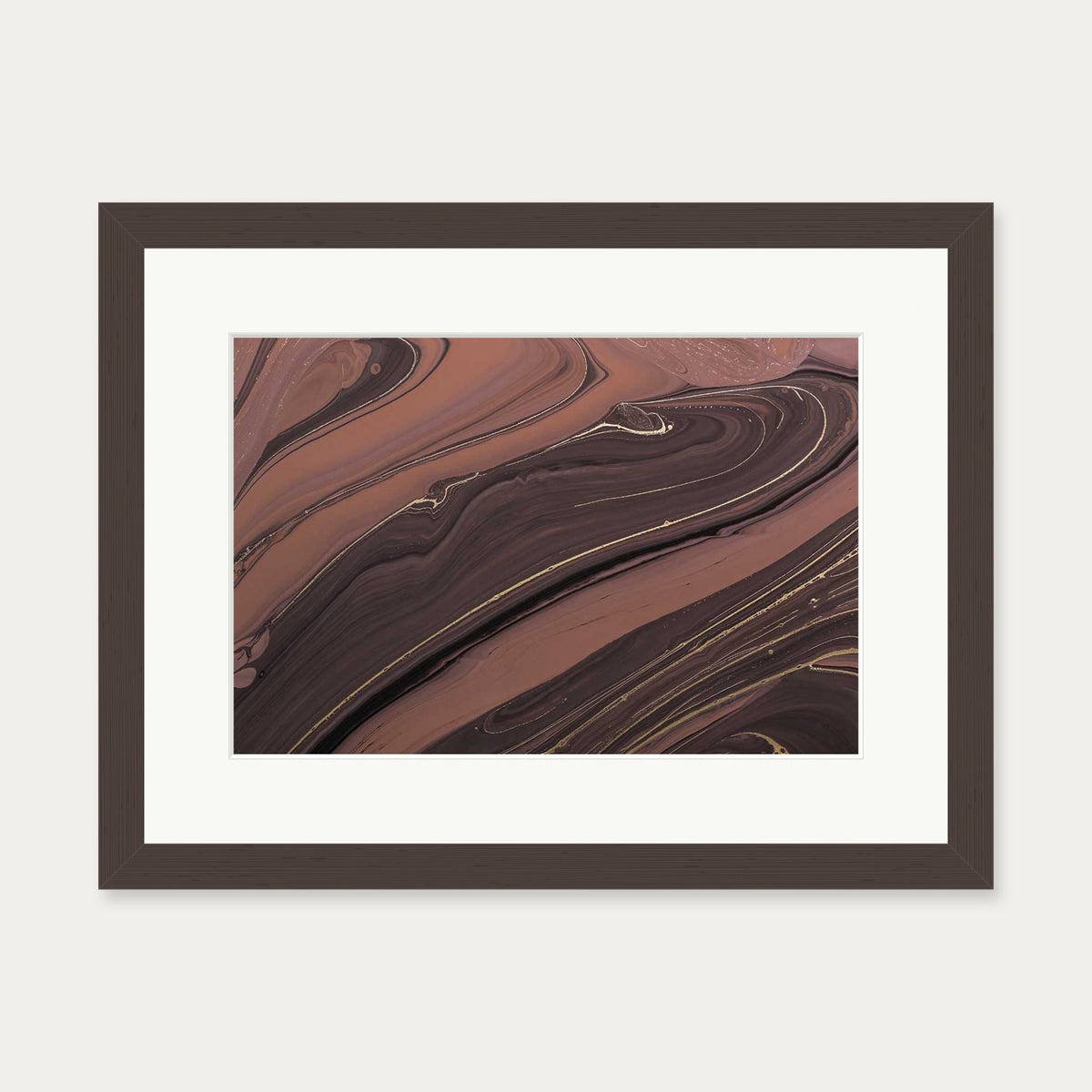 Mocha Marble II Wall Art Print — 30 x 40 cm — Brown Frame