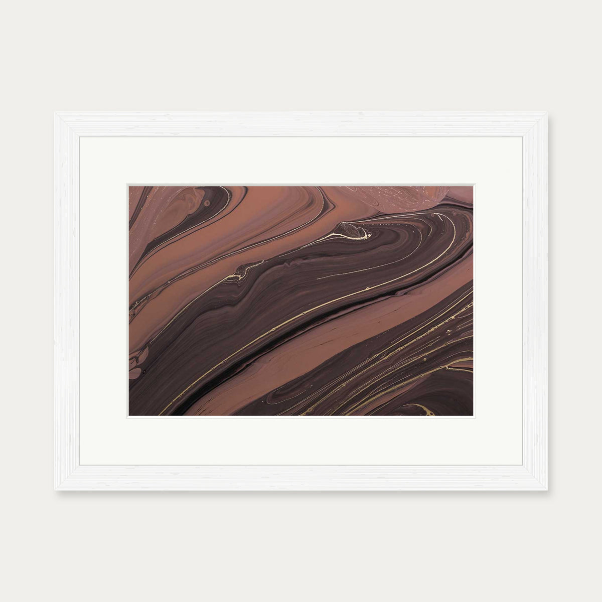 Mocha Marble II Wall Art Print — 30 x 40 cm — White Frame