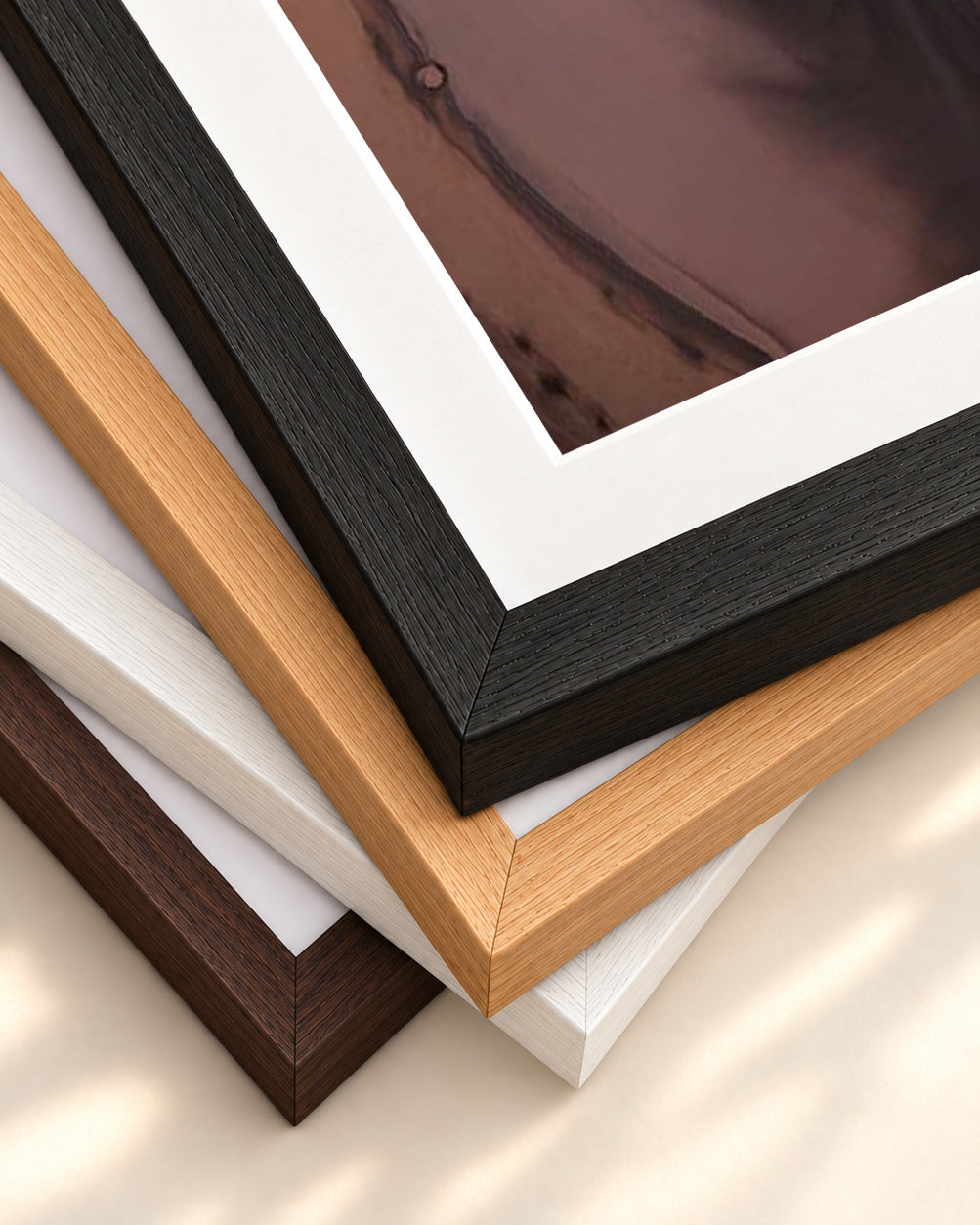 Mocha Marble Wall Art Print — framed print corner with 5 cm mount and bevel