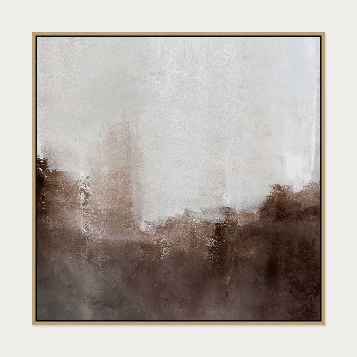 Mocha Ripple Canvas Art — 100 x 100 cm — Oak Frame