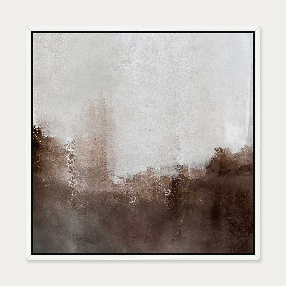 Mocha Ripple Canvas Art — 50 x 50 cm — White Frame