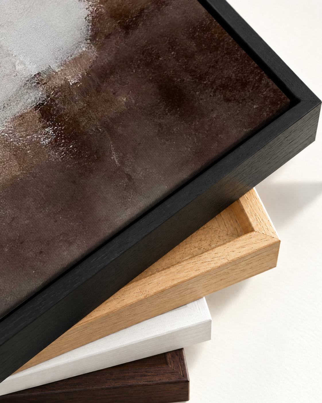 Mocha Ripple Canvas Art — framed canvas corner and wrapped canvas detail
