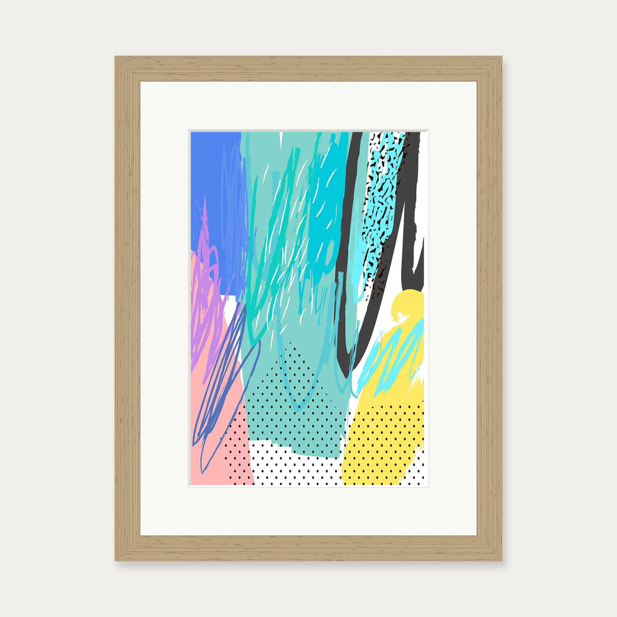 Modern Abstract Colour Pop — 30 x 40 cm — Oak Frame