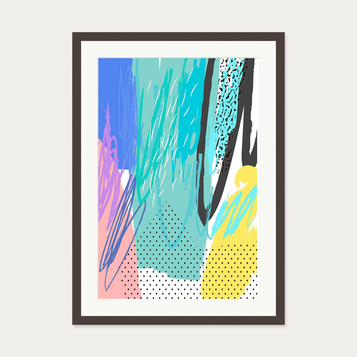 Modern Abstract Colour Pop — 50 x 70 cm — Brown Frame