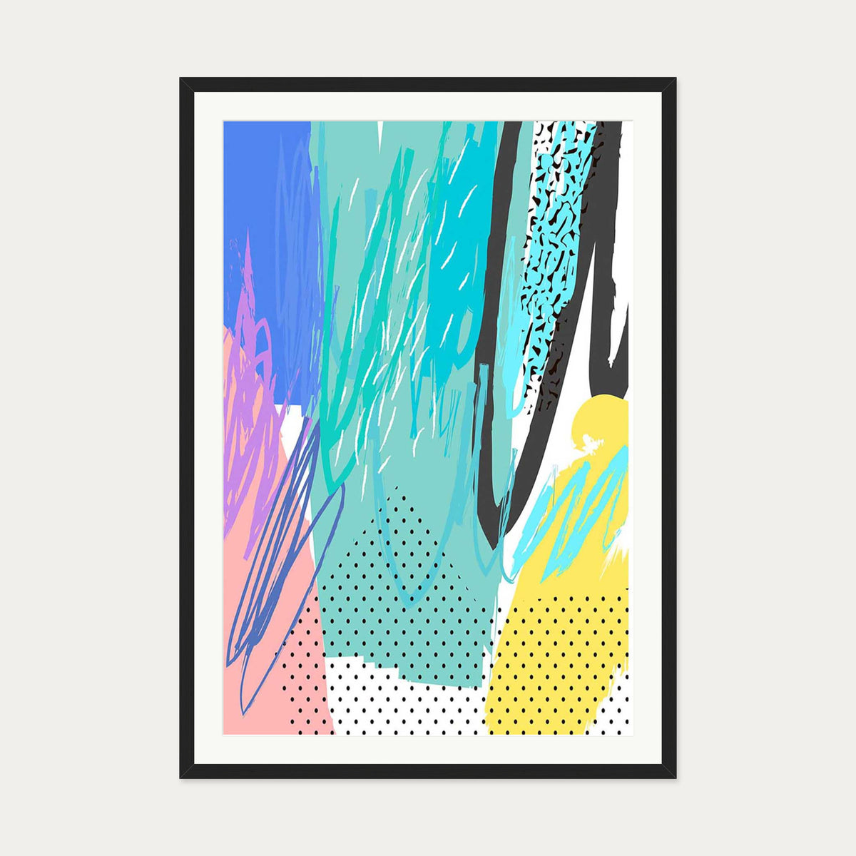 Modern Abstract Colour Pop — 70 x 100 cm — Black Frame