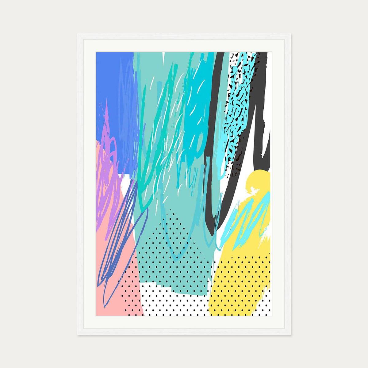 Modern Abstract Colour Pop — 70 x 100 cm — White Frame