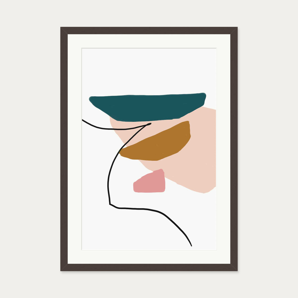 Modern Abstract Illustration Art Print — 50 x 70 cm — Brown Frame