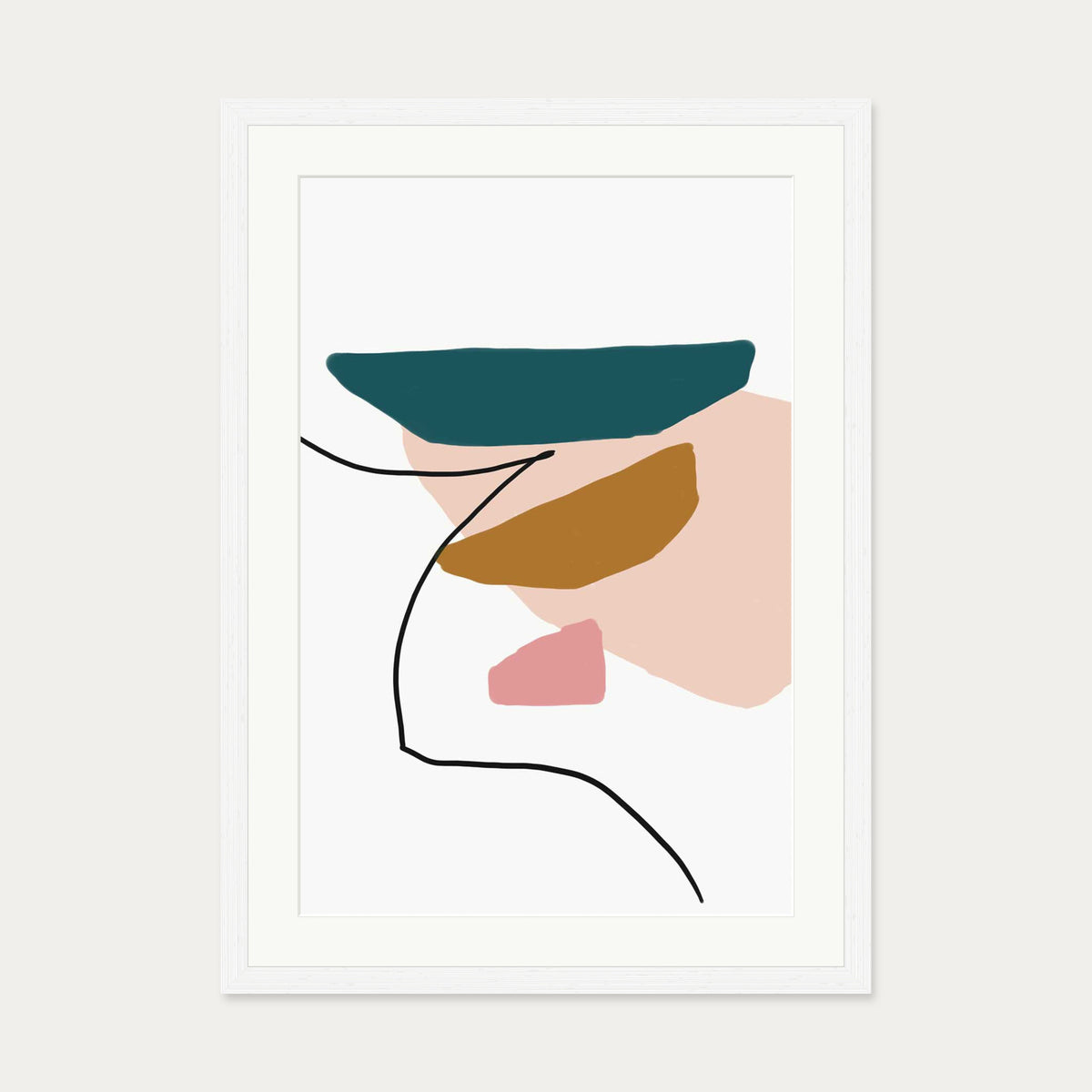 Modern Abstract Illustration Art Print — 50 x 70 cm — White Frame