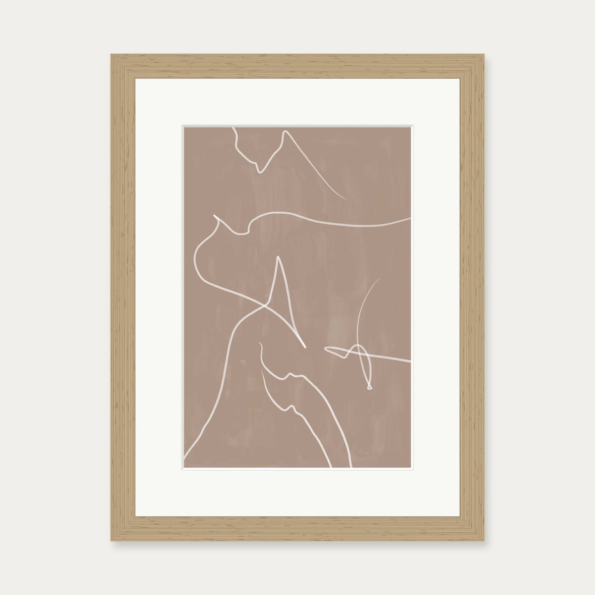 Modern Abstract Lines Art Print — 30 x 40 cm — Oak Frame