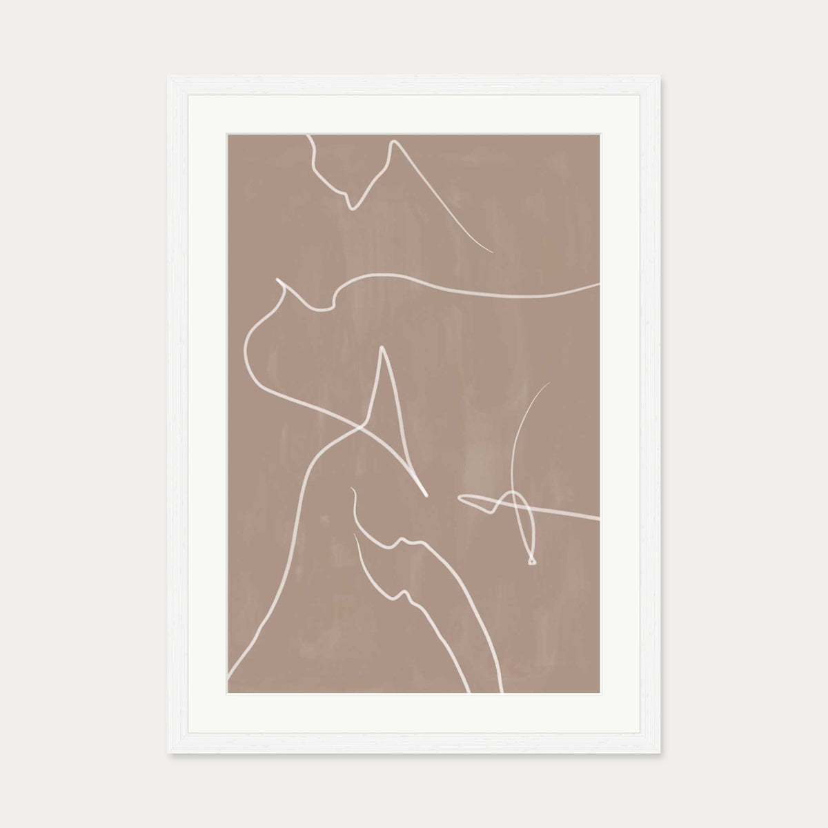 Modern Abstract Lines Art Print — 50 x 70 cm — White Frame