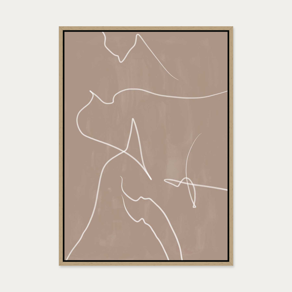 Modern Abstract Lines Canvas Art — 50 x 70 cm — Oak Frame