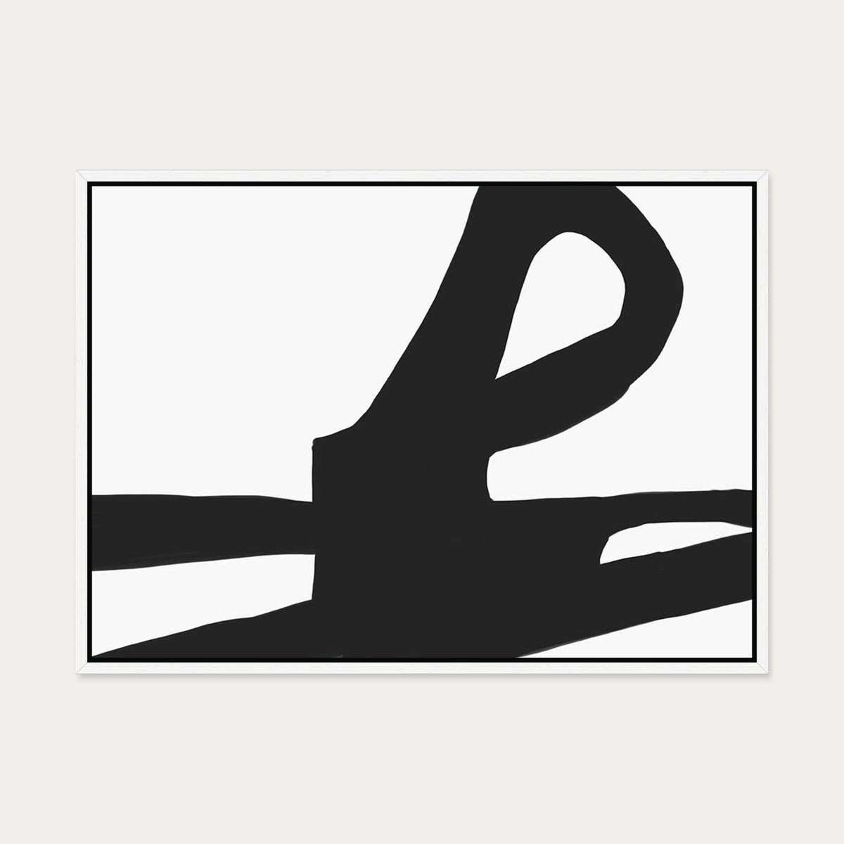 Modern Black & White Lines Canvas Art — 50 x 70 cm — White Frame