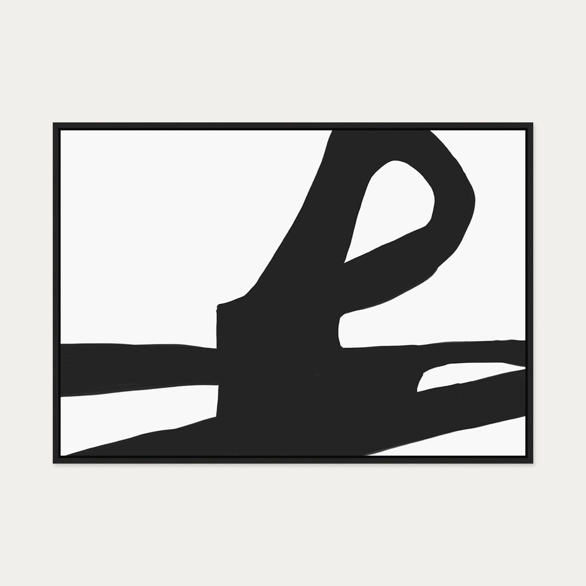 Modern Black & White Lines Canvas Art — 70 x 100 cm — Black Frame