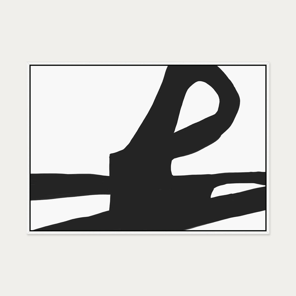 Modern Black & White Lines Canvas Art — 70 x 100 cm — White Frame