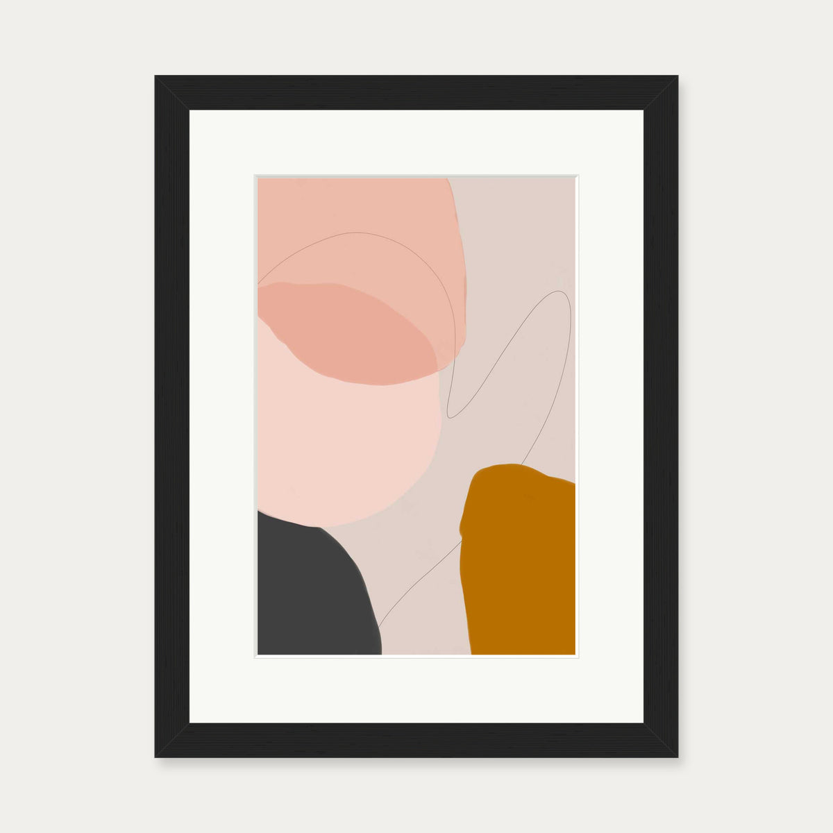 Modern Blush Abstract Art Print — 30 x 40 cm — Black Frame