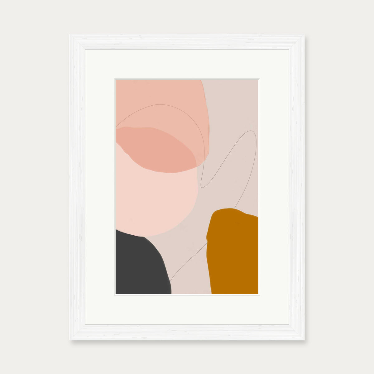 Modern Blush Abstract Art Print — 30 x 40 cm — White Frame