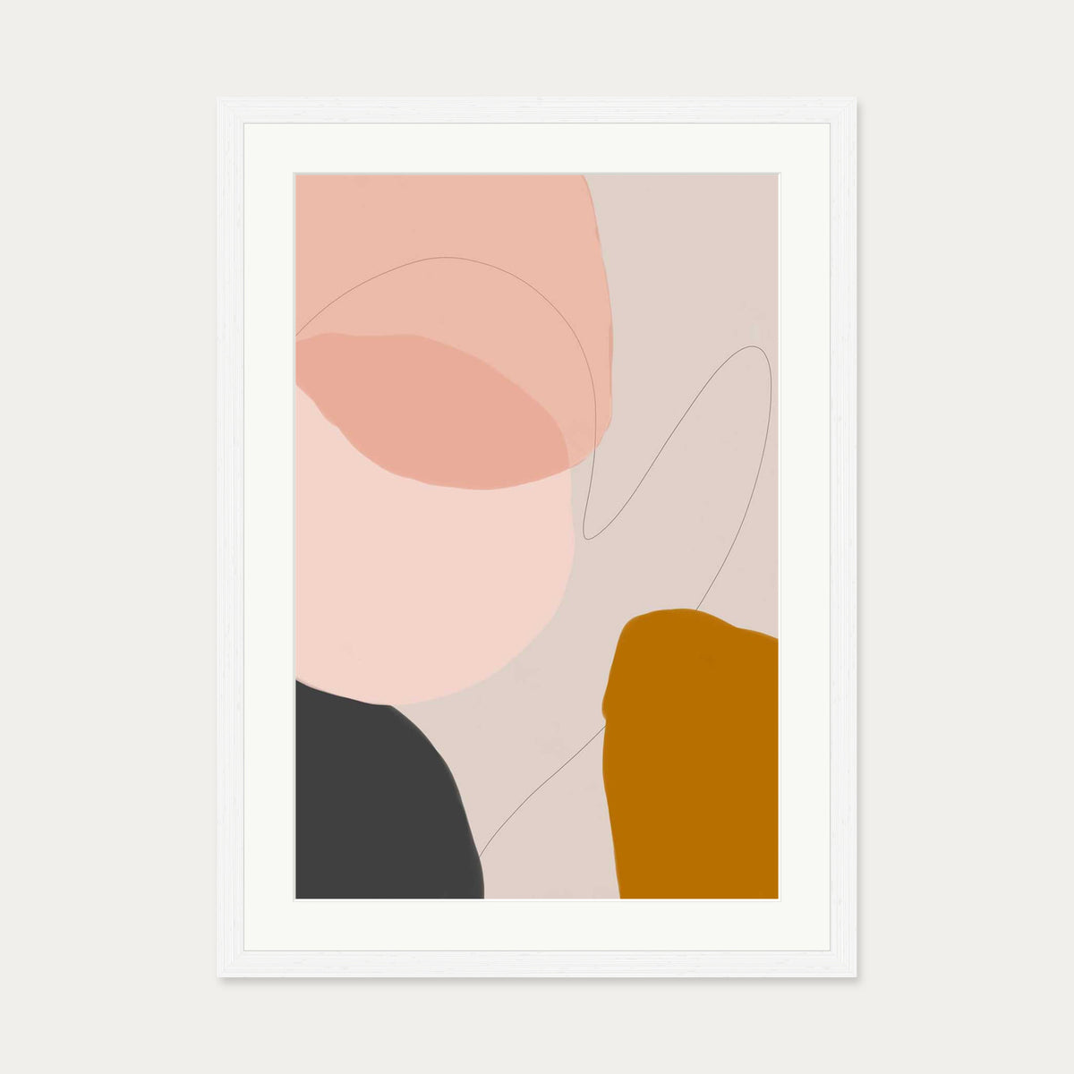 Modern Blush Abstract Art Print — 50 x 70 cm — White Frame