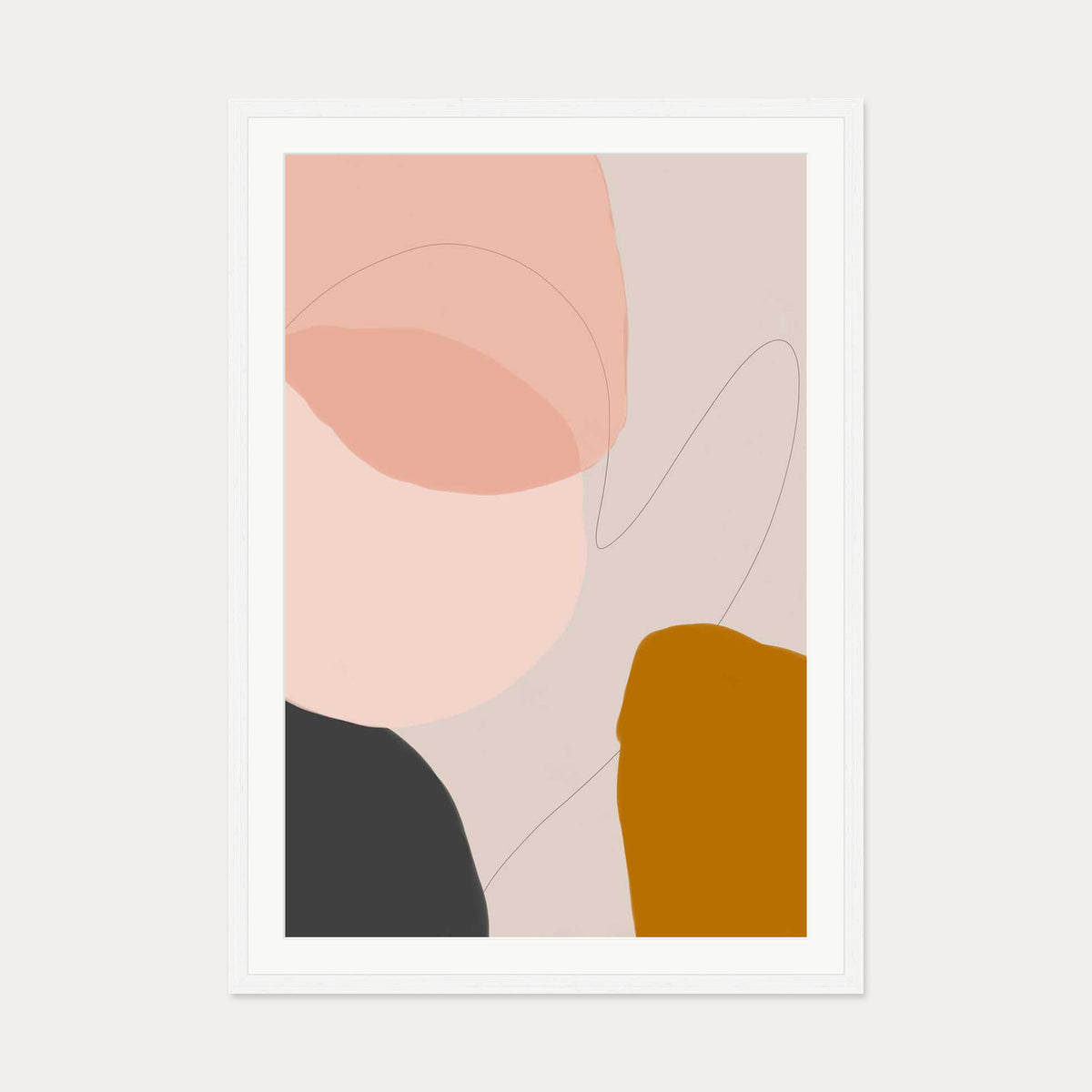 Modern Blush Abstract Art Print — 70 x 100 cm — White Frame