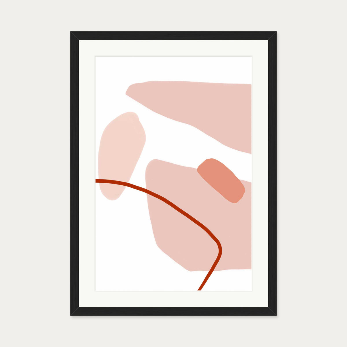 Modern Blush Strokes Art Print — 50 x 70 cm — Black Frame
