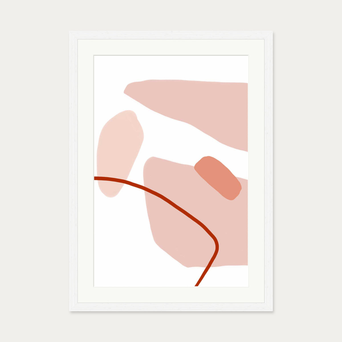 Modern Blush Strokes Art Print — 50 x 70 cm — White Frame