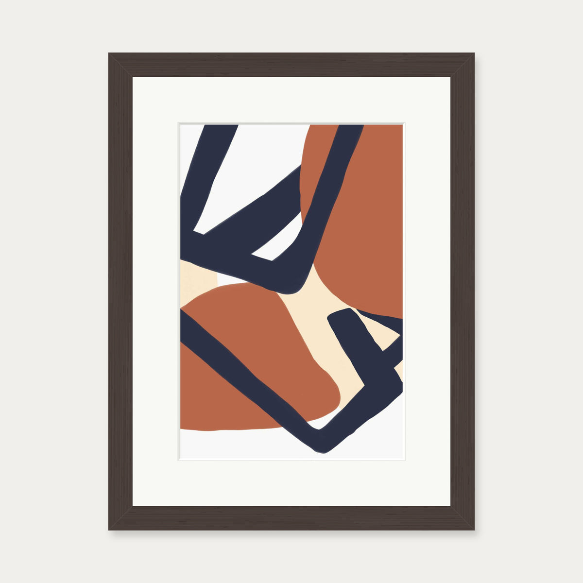 Modern Mid Century Art Print — 30 x 40 cm — Brown Frame