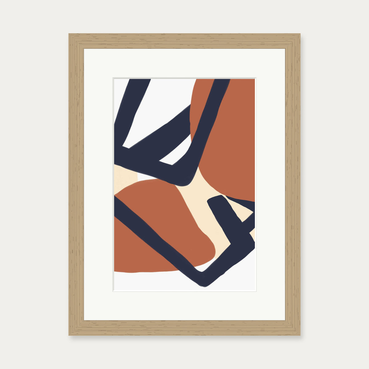 Modern Mid Century Art Print — 30 x 40 cm — Oak Frame