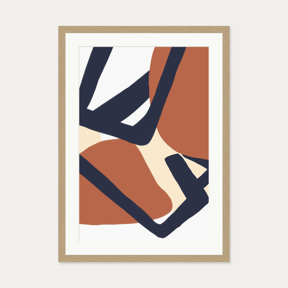 Modern Mid Century Art Print — 50 x 70 cm — Oak Frame