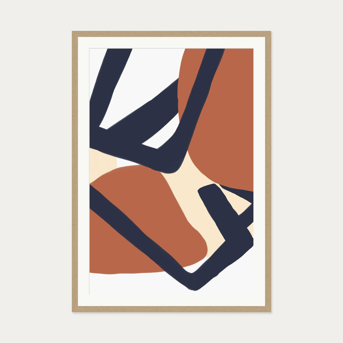 Modern Mid Century Art Print — 70 x 100 cm — Oak Frame