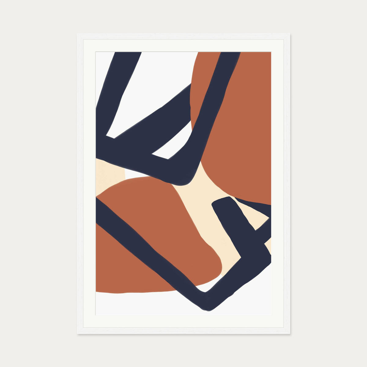 Modern Mid Century Art Print — 70 x 100 cm — White Frame